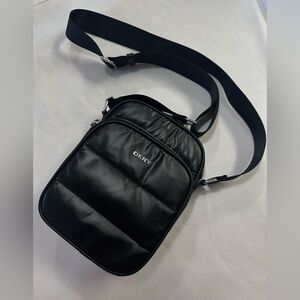 DKNY Gigi Flight Crossbody Bag Black with Silver Hardware